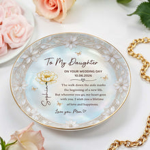 Load image into Gallery viewer, Personalized Ceramic Jewelry Dish Birth Month Flowers Gift for Daughter