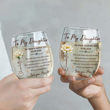 Load image into Gallery viewer, Personalized Stemless Wine Glass Custom Name Gift for Daughter Wedding Day