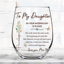 Load image into Gallery viewer, Personalized Stemless Wine Glass Custom Name Gift for Daughter Wedding Day