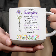 Load image into Gallery viewer, Personalized Pottery Mug Custom Name Floral Gift for Daughter