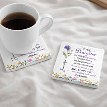 Load image into Gallery viewer, Personalized Square Ceramic Coaster Gift for Daughter - Butterfly Design