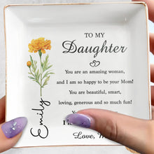 Load image into Gallery viewer, Personalized Ceramic Jewelry Dish Birth Month Flower Gift for Daughter