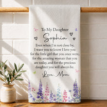 Load image into Gallery viewer, Personalized Kitchen Towel for Daughter with Flowers & Butterflies Gift