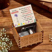 Load image into Gallery viewer, Custom Wooden Music Box with Birth Month Flowers for Daughter