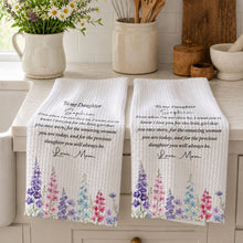 Load image into Gallery viewer, Personalized Kitchen Towel Birth Month Flowers Gift for Daughter