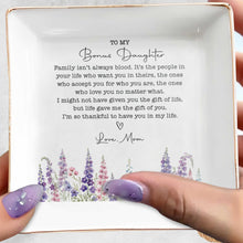 Load image into Gallery viewer, Personalized Floral Heart Jewelry Dish Custom Gift for Bonus Daughter