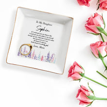 Load image into Gallery viewer, Personalized Floral Ceramic Jewelry Dish Custom Gift for Daughter