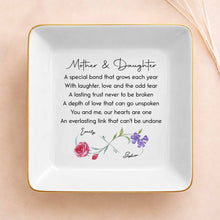 Load image into Gallery viewer, Personalized Infinity Birth Flowers Jewelry Dish Custom Gift for Mom or Daughter