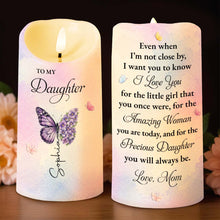 Load image into Gallery viewer, Personalized LED Candle Custom Butterfly Flower Gift for Daughter