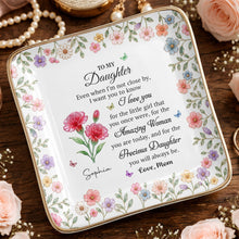 Load image into Gallery viewer, Personalized Ceramic Jewelry Dish Custom Birth Month Flowers for Daughter