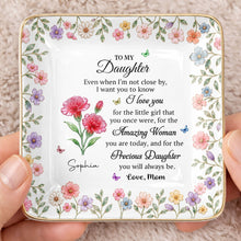 Load image into Gallery viewer, Personalized Ceramic Jewelry Dish Custom Birth Month Flowers for Daughter