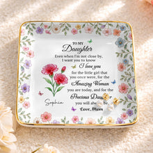 Load image into Gallery viewer, Personalized Ceramic Jewelry Dish Custom Birth Month Flowers for Daughter