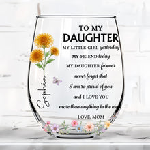 Load image into Gallery viewer, Personalized Stemless Wine Glass Custom Name For Daughter Birthday Gift