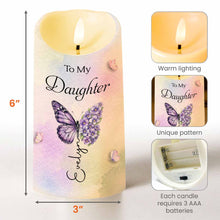 Load image into Gallery viewer, Personalized LED Candle with Birth Month Flowers Custom Gift for Daughter