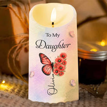 Load image into Gallery viewer, Personalized LED Candle with Birth Month Flowers Custom Gift for Daughter