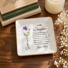 Load image into Gallery viewer, Personalized Custom Jewelry Dish for Daughter with Birth Month Flower