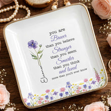Load image into Gallery viewer, Personalized Birth Month Watercolor Floral Jewelry Dish for Mom