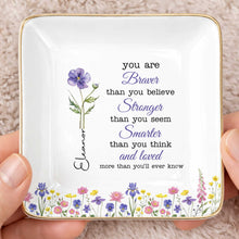 Load image into Gallery viewer, Personalized Birth Month Watercolor Floral Jewelry Dish for Mom