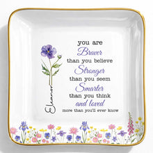 Load image into Gallery viewer, Personalized Birth Month Watercolor Floral Jewelry Dish for Mom