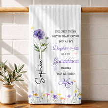 Load image into Gallery viewer, Personalized Kitchen Towel Custom Flower Gift for Daughter-in-Law