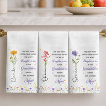Load image into Gallery viewer, Personalized Kitchen Towel Custom Flower Gift for Daughter-in-Law