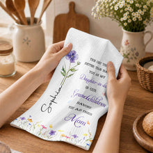 Load image into Gallery viewer, Personalized Kitchen Towel Custom Flower Gift for Daughter-in-Law