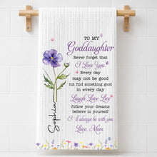 Load image into Gallery viewer, Personalized Kitchen Towel Custom Gift for Goddaughter Flower