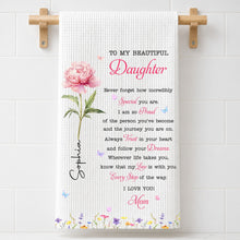 Load image into Gallery viewer, Personalized Kitchen Towel Gift for Daughter with Flowers & Butterflies