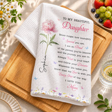Load image into Gallery viewer, Personalized Kitchen Towel Gift for Daughter with Flowers & Butterflies