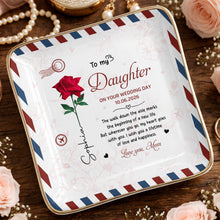 Load image into Gallery viewer, Personalized Jewelry Dish for Daughter Wedding Day Gift - Ceramic with Rose Design