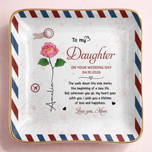 Load image into Gallery viewer, Personalized Jewelry Dish for Daughter Wedding Day Gift - Ceramic with Rose Design