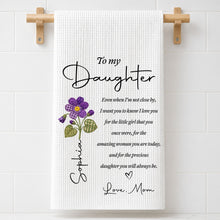 Load image into Gallery viewer, Personalized Kitchen Towel for Daughter with Flower Heart Design