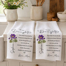 Load image into Gallery viewer, Personalized Kitchen Towel for Daughter with Flower Heart Design