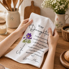 Load image into Gallery viewer, Personalized Kitchen Towel for Daughter with Flower Heart Design