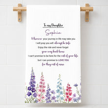 Load image into Gallery viewer, Personalized Kitchen Towel Gift for Daughter - Birth Flower Design