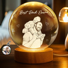 Load image into Gallery viewer, Personalized Dad Photo Crystal Globe Lamp Custom Engraved Gift
