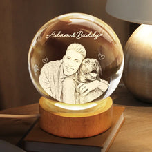 Load image into Gallery viewer, Personalized Dad Photo Crystal Globe Lamp Custom Engraved Gift