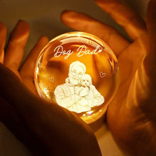 Load image into Gallery viewer, Personalized Dad Photo Crystal Globe Lamp Custom Engraved Gift