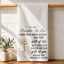 Load image into Gallery viewer, Personalized Kitchen Towel Custom Flower Gift for Daughter-in-Law