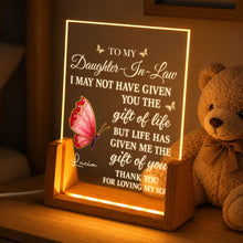 Load image into Gallery viewer, Personalized Acrylic Night Light with Wooden Base Gift for Daughter-in-Law