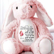 Load image into Gallery viewer, Personalized Stuffed Bunny Gift for Daughter-in-Law with Butterfly