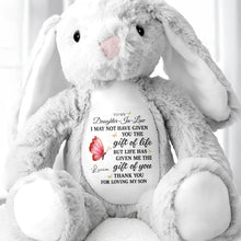 Load image into Gallery viewer, Personalized Stuffed Bunny Gift for Daughter-in-Law with Butterfly