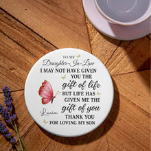 Load image into Gallery viewer, Personalized Butterfly Ceramic Coaster Custom Gift for Daughter-in-Law