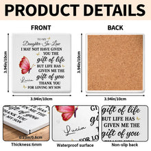 Load image into Gallery viewer, Personalized Square Ceramic Coaster Custom Gift for Daughter-in-Law