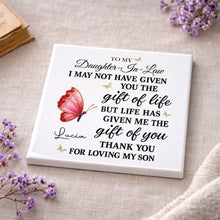 Load image into Gallery viewer, Personalized Square Ceramic Coaster Custom Gift for Daughter-in-Law