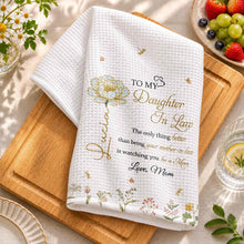 Load image into Gallery viewer, Personalized Birth Month Flowers Kitchen Towel Gift for Daughter-in-Law