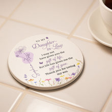 Load image into Gallery viewer, Personalized Floral Ceramic Coaster Custom Name Gift for Daughter-in-Law