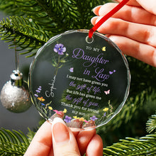 Load image into Gallery viewer, Personalized Birth Month Flower Glass Ornament for Daughter-in-Law Gift
