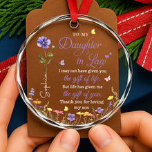 Load image into Gallery viewer, Personalized Birth Month Flower Glass Ornament for Daughter-in-Law Gift