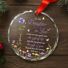 Load image into Gallery viewer, Personalized Birth Month Flower Glass Ornament for Daughter-in-Law Gift